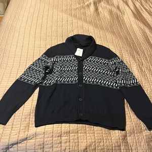 Women’s Cute Soft Stretchy Button Up Sweater With White Design